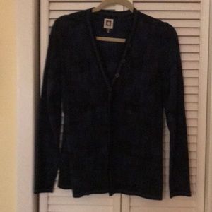Cardigan black n blue pattern